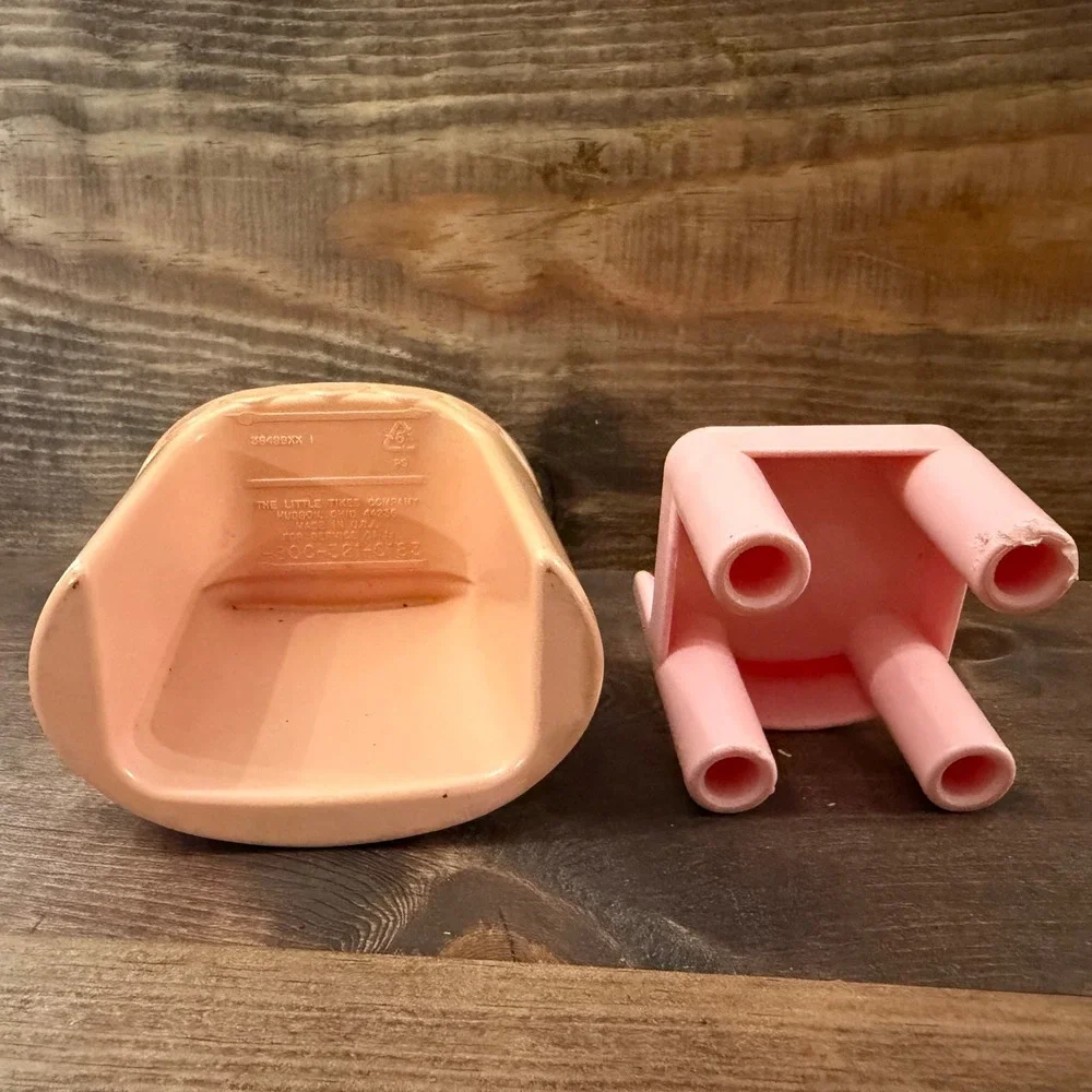 Vintage Little Tikes Dollhouse Furniture Peach Vanity with Mirror and Pink Chair